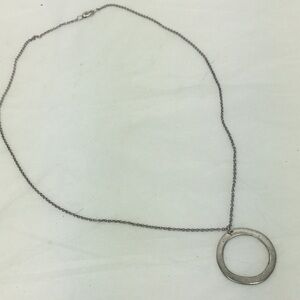 Modernist Vintage 925 circle necklace 18” chain 7/8” pendant